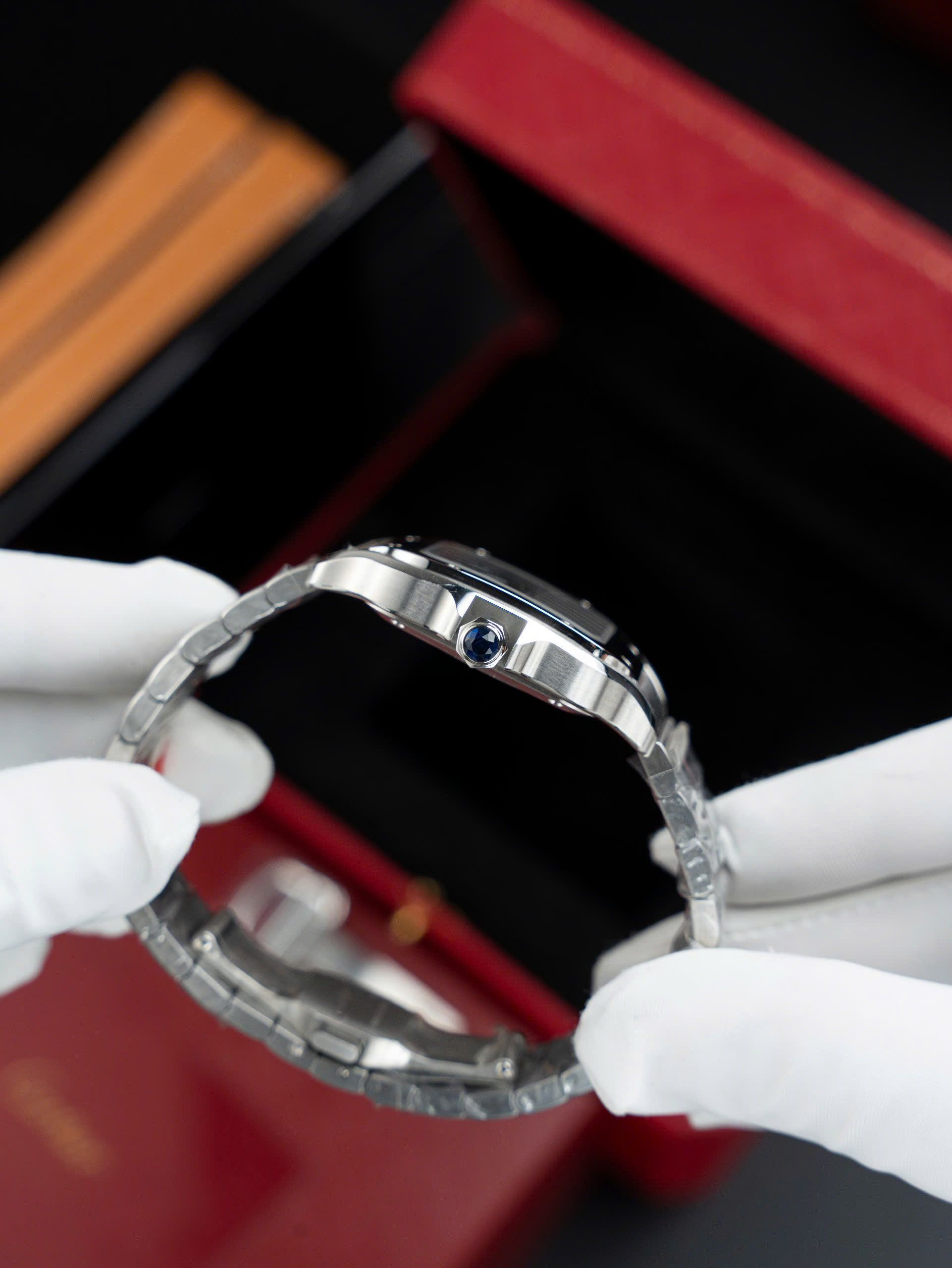 Đồng Hồ Cartier Rep 1 1 Santos WSSA0063 Nữ Mặt Xanh Blue Nhà Máy BV 35,1mm (9) Đồng Hồ Cartier Rep 1 1 Santos WSSA0063 Nữ Mặt Xanh Blue Nhà Máy BV 35,1mm (1)