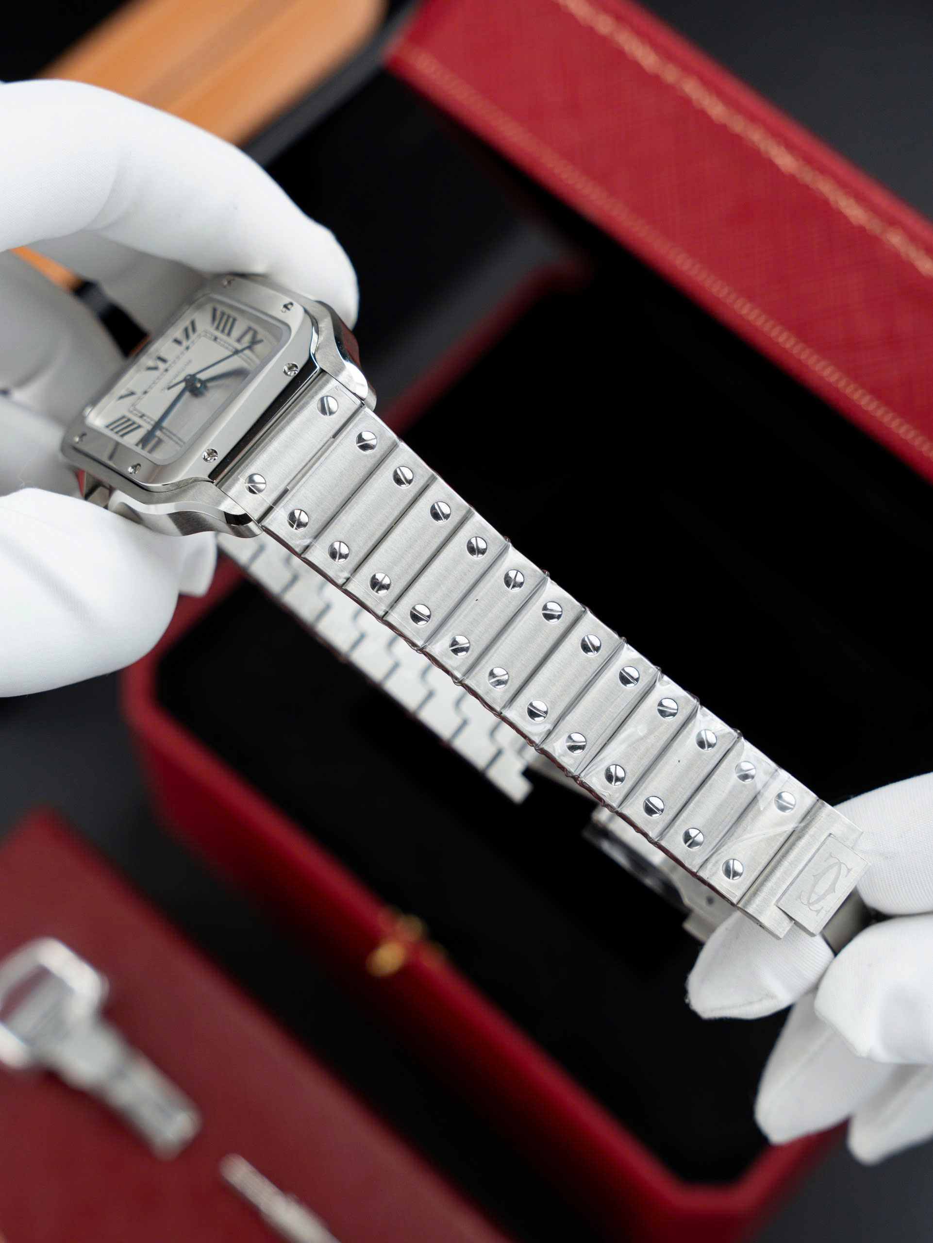 Đồng Hồ Cartier Rep 11 Santos W2SA0016Nữ Mặt Trắng Dây Thép Nhà Máy BV 35,1mm (10)