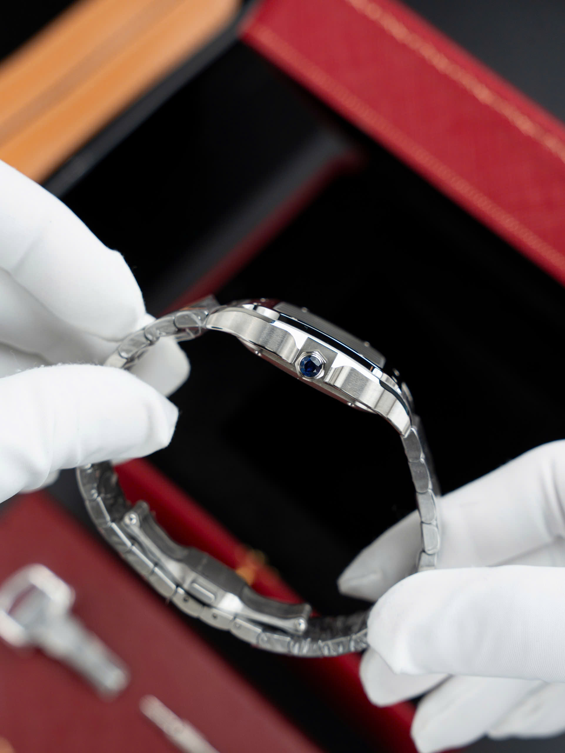 Đồng Hồ Cartier Rep 11 Santos W2SA0016Nữ Mặt Trắng Dây Thép Nhà Máy BV 35,1mm (5)