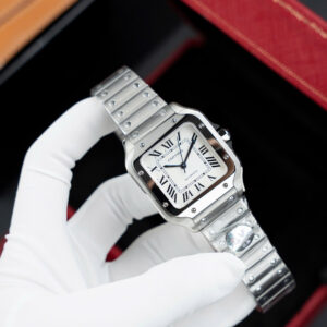 Đồng Hồ Cartier Rep 11 Santos W2SA0016Nữ Mặt Trắng Dây Thép Nhà Máy BV 35,1mm (8)