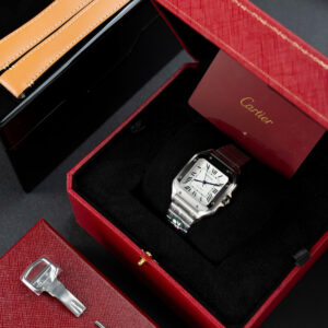 Đồng Hồ Cartier Rep 11 Santos W2SA0016Nữ Mặt Trắng Dây Thép Nhà Máy BV 35,1mm (8)