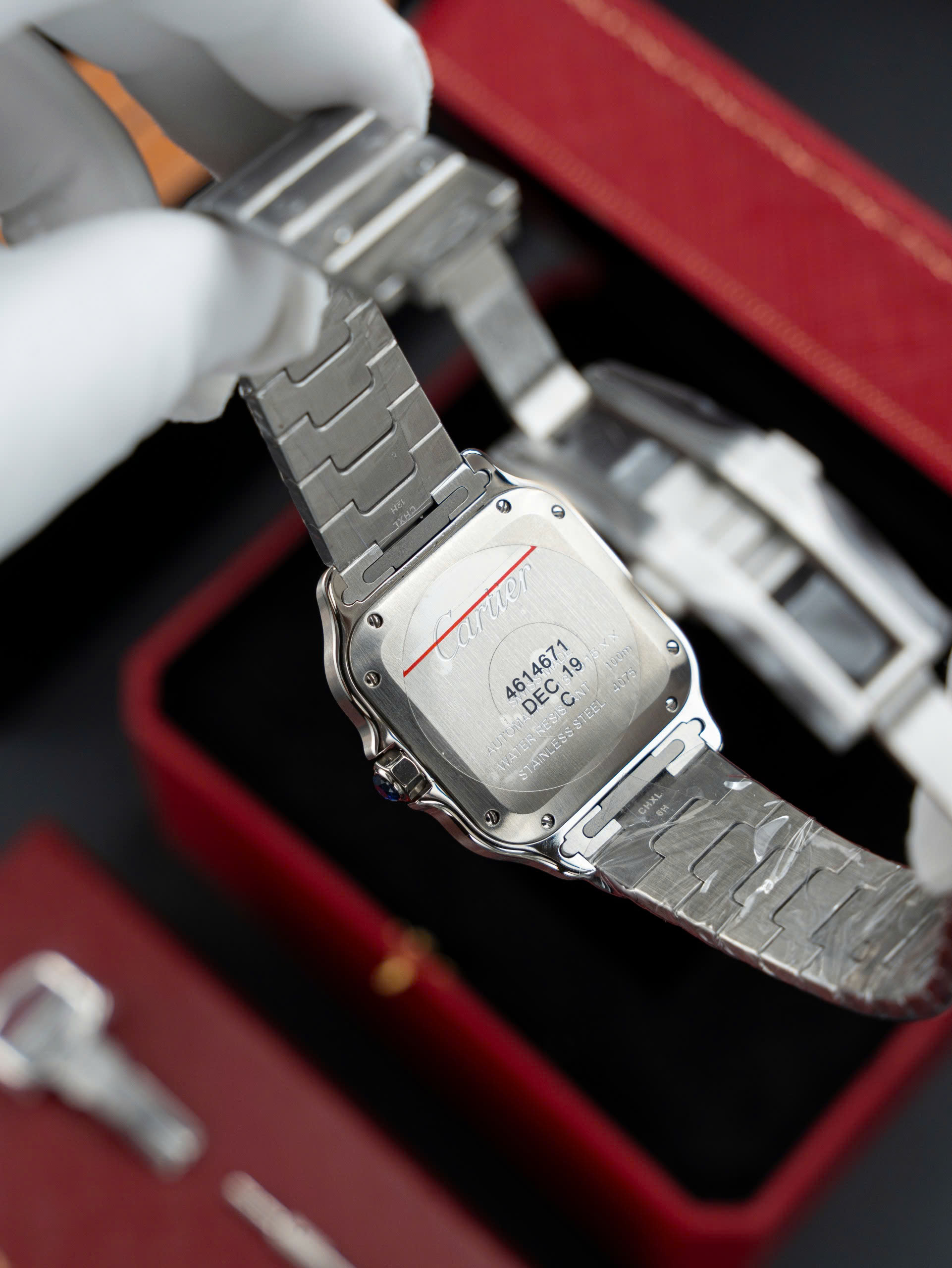 Đồng Hồ Cartier Rep 11 Santos W2SA0016Nữ Mặt Trắng Dây Thép Nhà Máy BV 35,1mm (9)