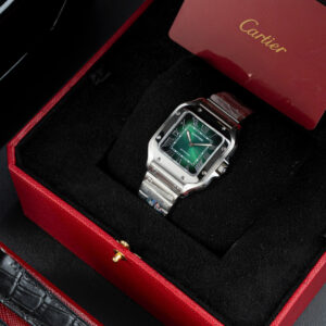 Đồng Hồ Cartier Rep 11 Santos WSSA0061 Nữ Mặt Xanh Lá Nhà Máy BV 35,1mm (6)