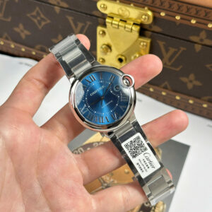 Đồng Hồ Cartier Replica 11 Ballon Bleu Cao Cấp Mặt Số Xanh Blue Dây Thép Nhà Máy AF 40mm (4)