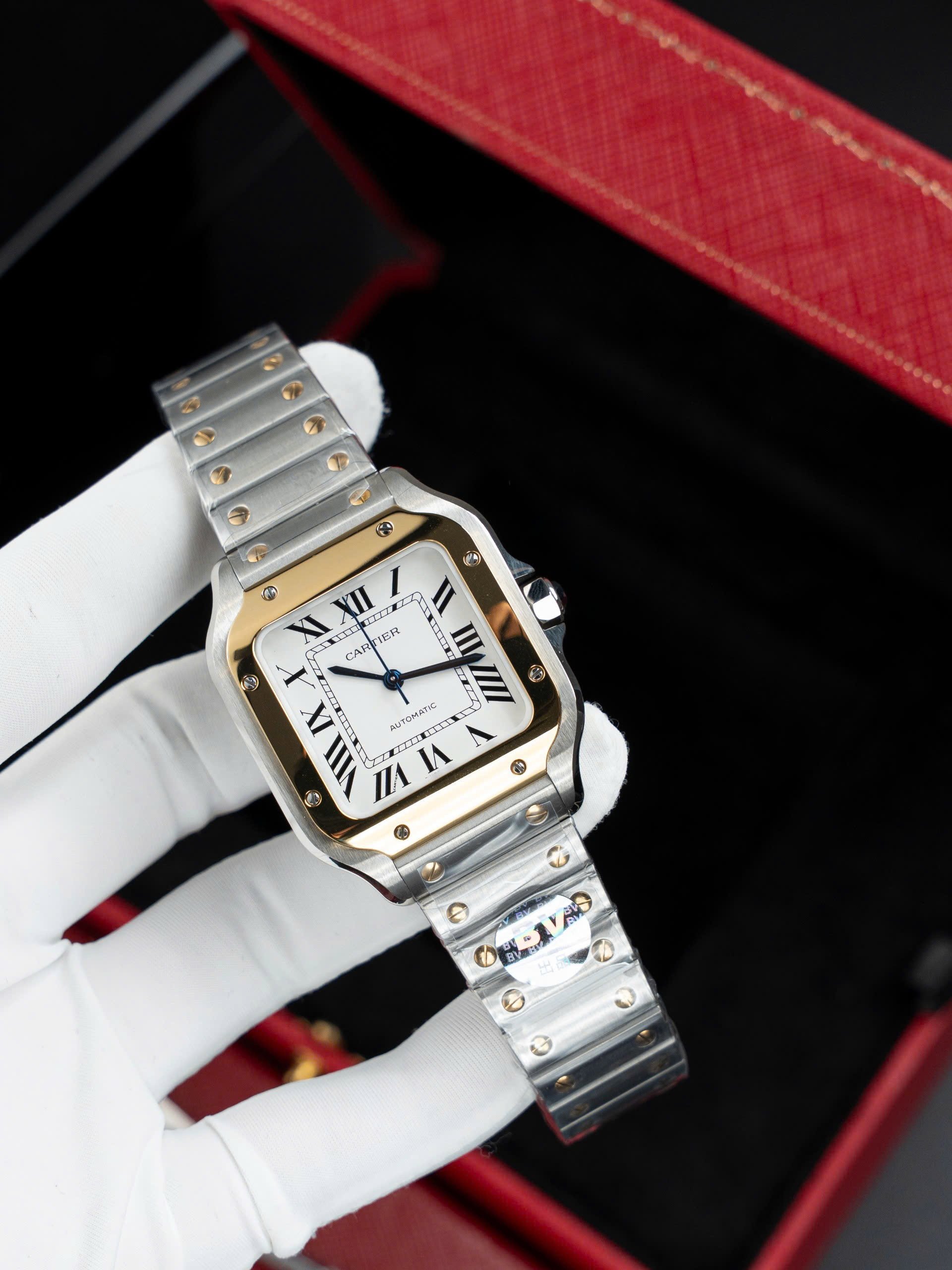 Đồng Hồ Cartier Rep 11 Santos W2SA0016 Nữ Mặt Trắng Màu Demi Xưởng BV 35,1mm Đồng Hồ Cartier Rep 11 Santos W2SA0016 Nữ Mặt Trắng Màu Demi Xưởng BV 35,1mm