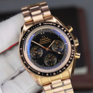 Đồng Hồ Omega Rep 11 SpeedMaster Moonwatch Màu Vàng Hồng Mặt Đen 42mm (4)