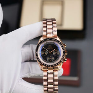 Đồng Hồ Omega Rep 11 SpeedMaster Moonwatch Màu Vàng Hồng Mặt Đen 42mm (4)