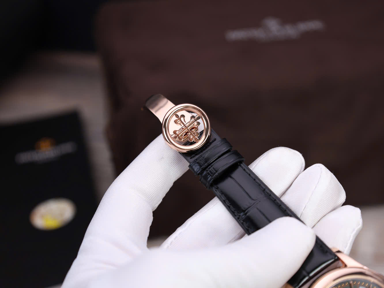 Đồng Hồ Patek Philippe Chế Tác Bọc Vàng Hồng 18K Complications 5205R Mặt Xanh Xưởng KM 40mm (9)