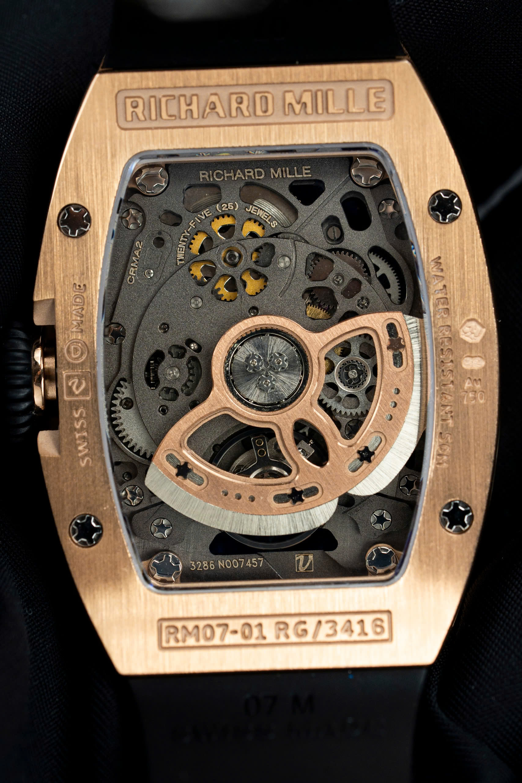 Đồng Hồ Richard Mille Rep 1 1 RM07-01 Nữ Đính Đá Dây Cao Su Đen Xưởng ZF 32x46mm (4)