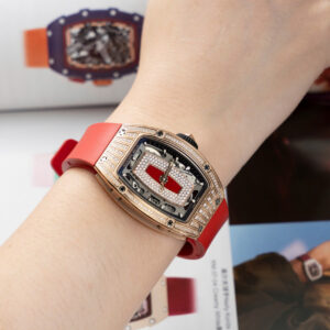 Đồng Hồ Richard Mille Rep 1 1 RM07-01 Nữ Đính Đá Dây Cao Su Màu Đỏ Xưởng ZF 32x46mm (3)