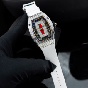 Đồng Hồ Richard Mille Rep 1 1 RM07-01 Nữ Đính Đá Dây Cao Su Trắng Xưởng ZF 32x46mm (2)