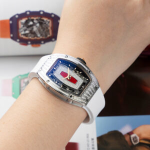 Đồng Hồ Richard Mille Rep 1 1 RM07-01 Nữ Đính Đá Dây Cao Su Trắng Xưởng ZF 32x46mm (2)