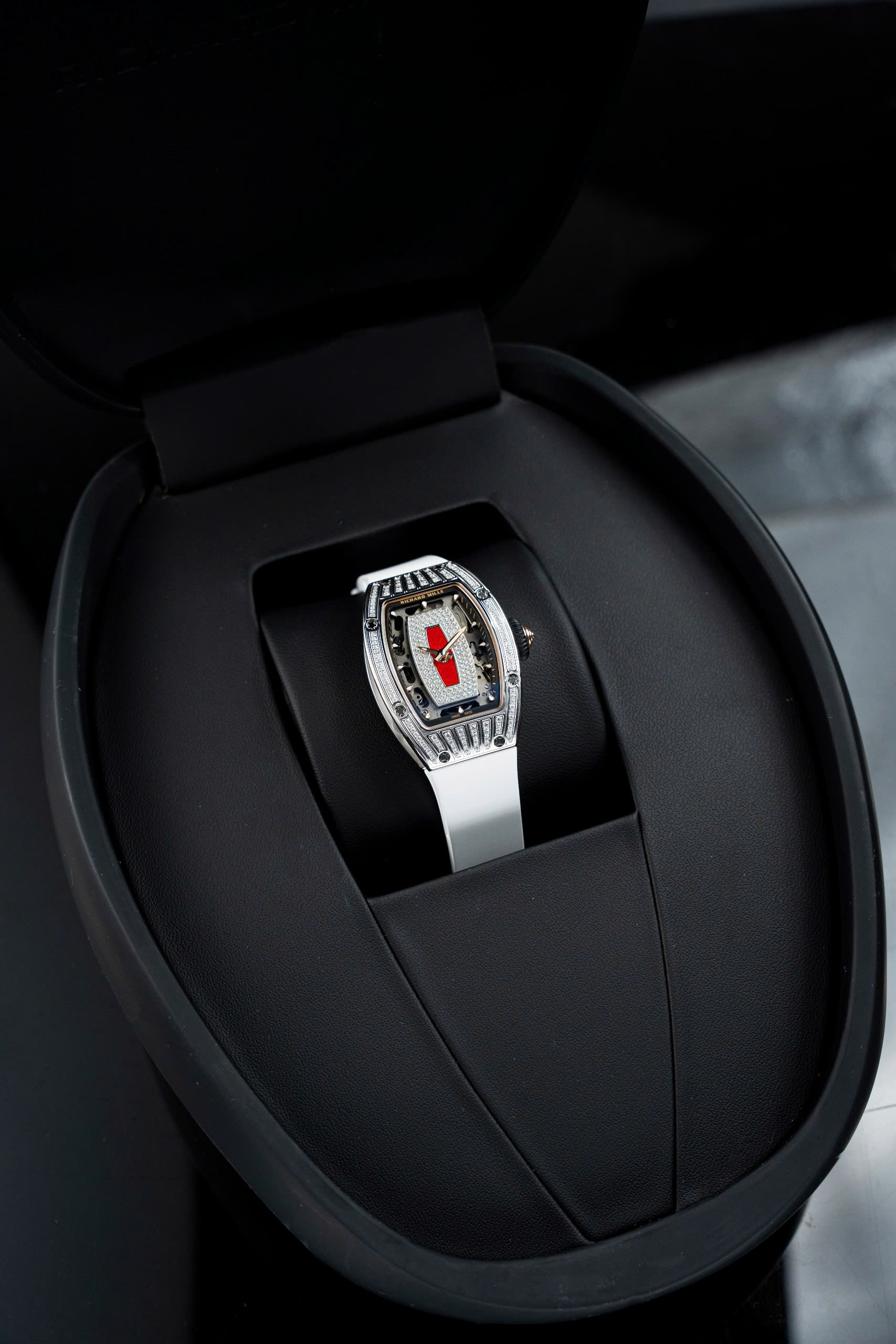 Đồng Hồ Richard Mille Rep 1 1 RM07-01 Nữ Đính Đá Dây Cao Su Trắng Xưởng ZF 32x46mm (3)