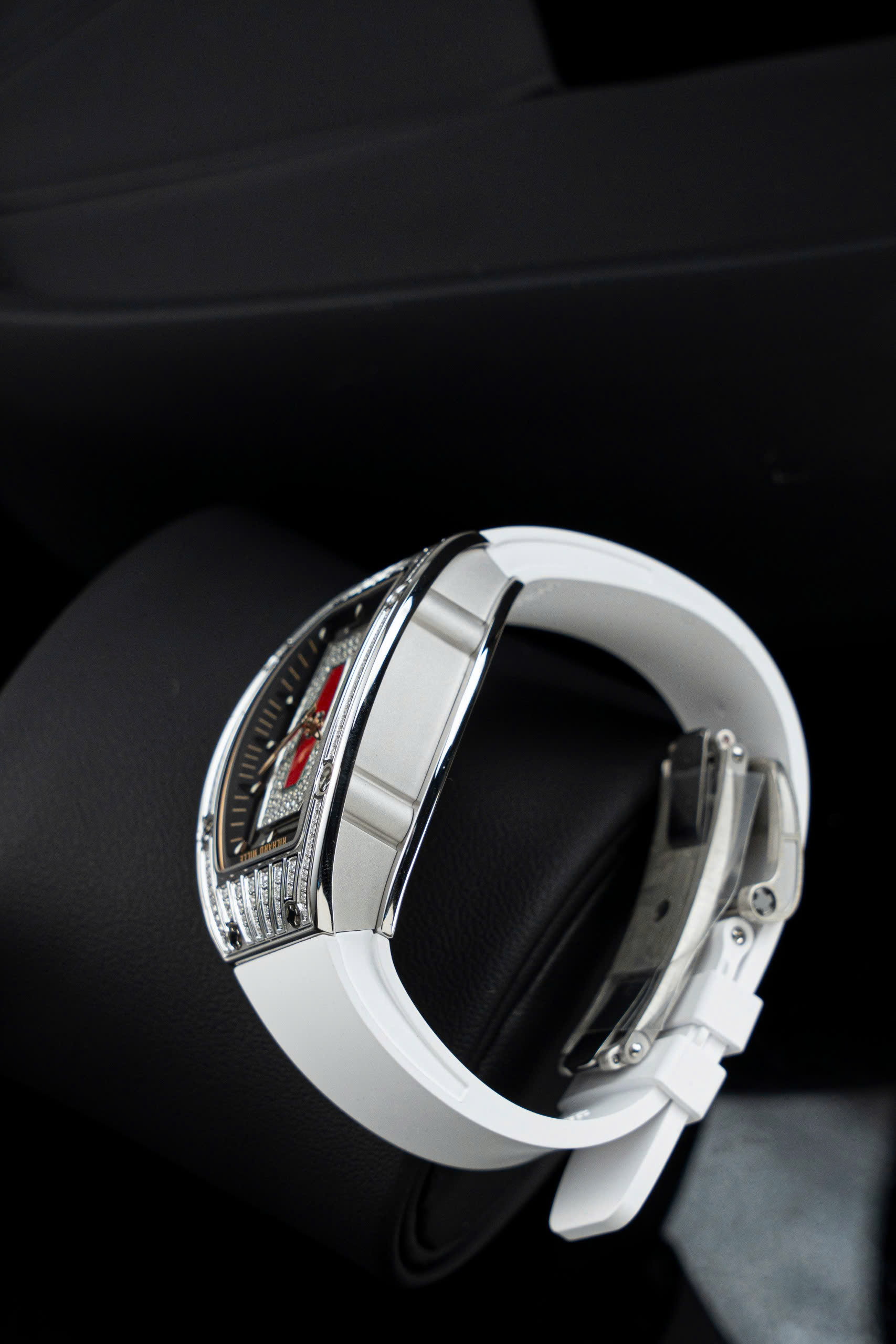 Đồng Hồ Richard Mille Rep 1 1 RM07-01 Nữ Đính Đá Dây Cao Su Trắng Xưởng ZF 32x46mm (5)