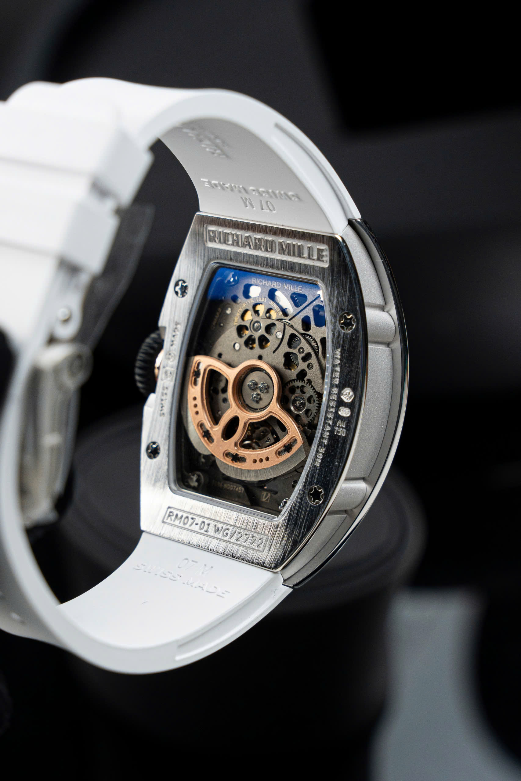 Đồng Hồ Richard Mille Rep 1 1 RM07-01 Nữ Đính Đá Dây Cao Su Trắng Xưởng ZF 32x46mm (7)