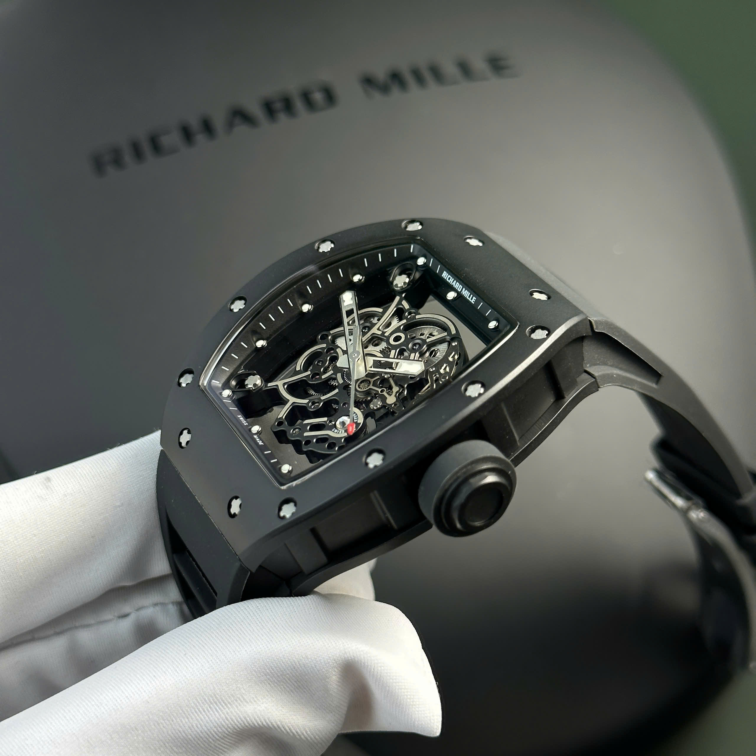Đồng Hồ Richard Mille Replica 11 RM055 Bubba Watson Vỏ Gốm Đen Nhà Máy BBR 42,7x49,9mm (5)