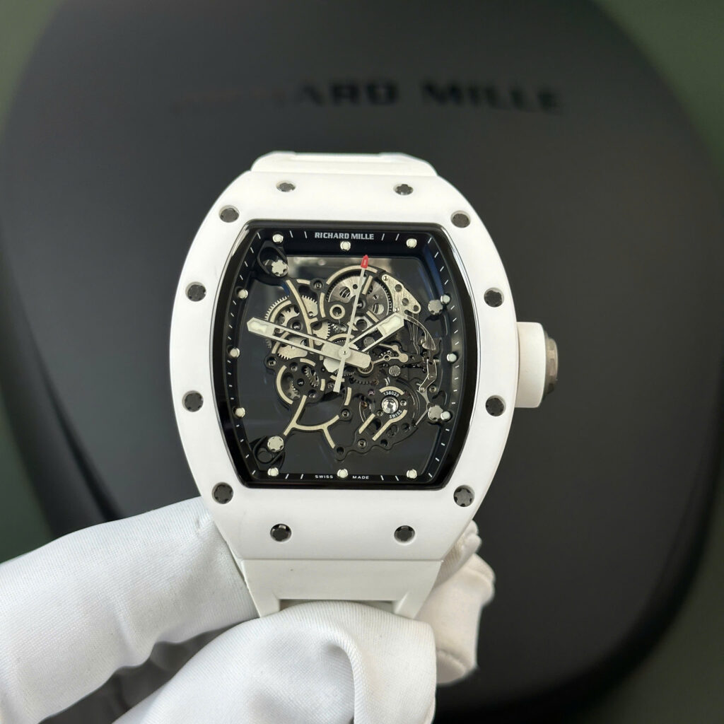 Đồng Hồ Richard Mille Replica 11 RM055 Bubba Watson Vỏ Gốm Trắng Nhà Máy BBR 42,7x49,9mm (9)