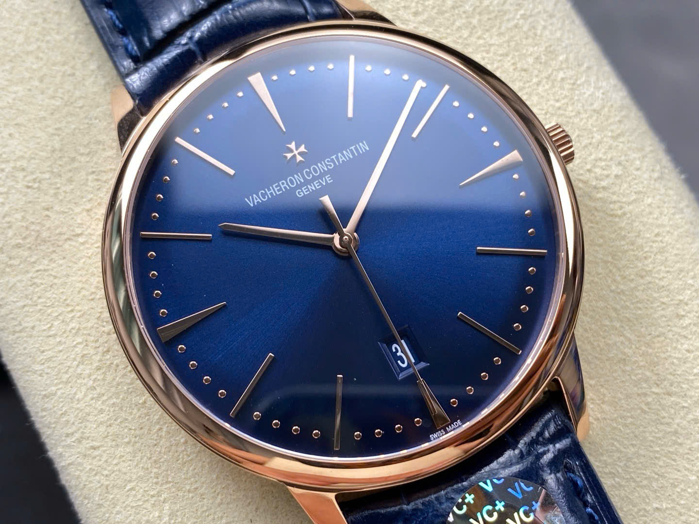 Đồng Hồ Vacheron Constantin Patrimony 85180 Rose Gold Màu Xanh Dương Rep 11 Nhà Máy VS+ 40mm (8)