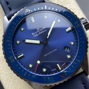 Đồng hồ Blancpain Fifty Fathoms Bathyscaphe 5000A Gốm Đen Mặt Xanh Xưởng GFF 44mm (1)