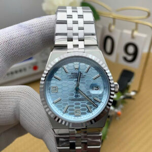 Đồng Hồ Rolex Land-Dweller 127336 Mặt Số Xanh Băng Giá Họa Tiết Tổ Ong Chế Tác 40mm (1)