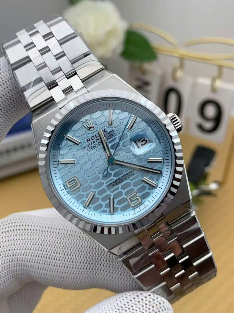 Đồng Hồ Rolex Land-Dweller 127336 Mặt Số Xanh Băng Giá Họa Tiết Tổ Ong Chế Tác 40mm (1)