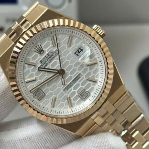 Đồng Hồ Rolex Land-Dweller M127235-0001 Màu Vàng Hồng Mặt Trắng Hoạ Tiết Tổ Ong (8)