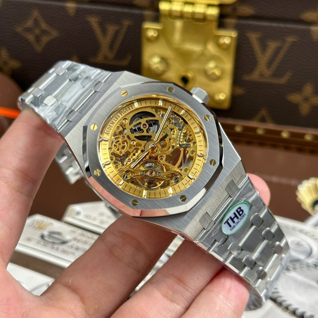 Đồng Hồ Audemars Piguet Royal Oak Openworked 15407 Chế Tác Lộ Máy Màu Vàng Skeleton 41mm