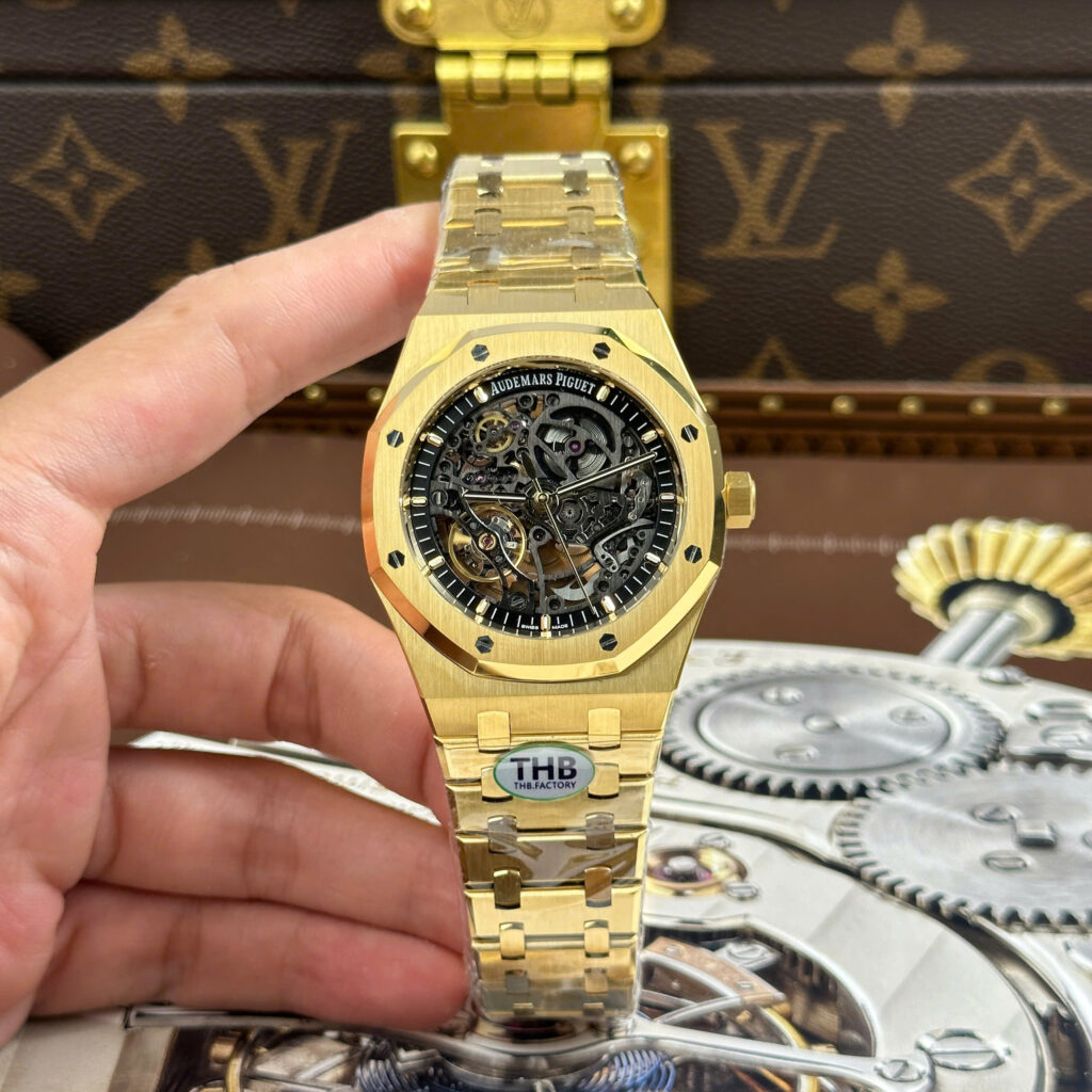 Đồng Hồ Audemars Piguet Royal Oak Openworked 15407 Mạ Vàng Chế Tác Skeleton 41mm (1)