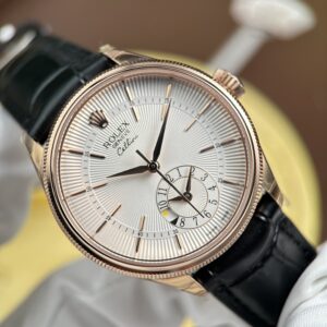 Đồng Hồ Rolex Cellini Dual Time 50525 Mạ Vàng Hồng Replica 1:1 Nhà Máy KZ 39mm