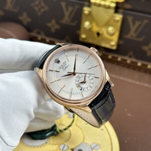 Đồng Hồ Rolex Cellini Dual Time 50525 Mạ Vàng Hồng Replica 1:1 Nhà Máy KZ 39mm