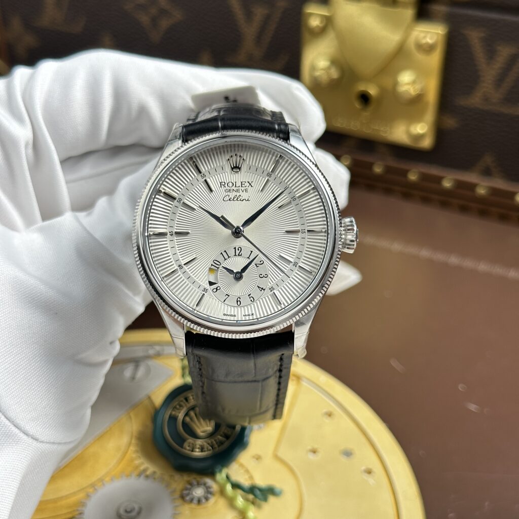 Đồng Hồ Rolex Cellini Dual Time 50529 Chế tác 1:1 Dây Da Nâu Nhà Máy KZ 39mm