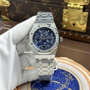 ĐỒNG HỒ AUDEMARS PIGUET REPLICA CAO CẤP ROYAL OAK PERPETUAL CALENDAR 26574ST MẶT SỐ MÀU XANH DƯƠNG 41MM