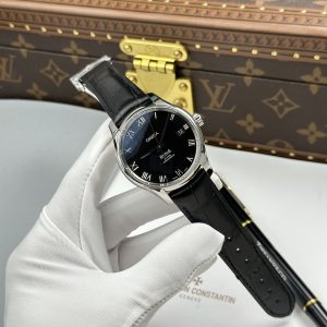 ĐỒNG HỒ OMEGA DE VILLE REP 11 MẶT SỐ MÀU ĐEN DÂY DA  NHÀ MÁY VS 41MM