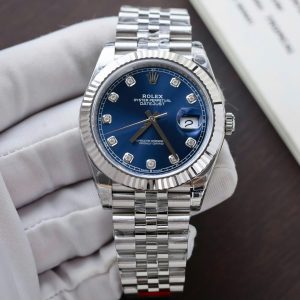 ĐỒNG HỒ ROLEX DATEJUST REP 11 MẶT SỐ MÀU XANH DƯƠNG CỌC SỐ ĐÍNH ĐÁ VERSION 2 VS FACTORY 41MM