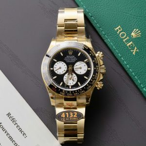 ĐỒNG HỒ ROLEX DAYTONA 126529LN LE MANS CHẾ TÁC MẠ VÀNG MẶT SỐ MÀU ĐEN MÁY CALIBRE 4132 SUPER CLONE QF FACTORY 40MM