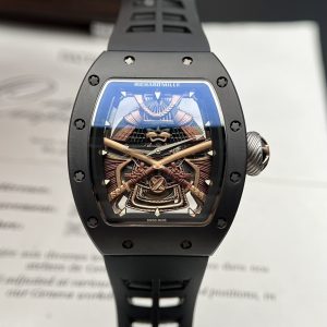 RICHARD MILLE RM47 BEST REPLICA WATCH CERAMIC CASE SAMURAI DIAL RUBBER STRAP 42.7MM