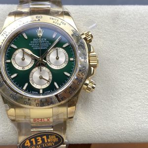 ROLEX DAYTONA 126508 KNOCK OFF WATCH GREEN DIAL GOLD PLATE HEAVY WEIGHT 178 GRAM QF FACTORY 40MM
